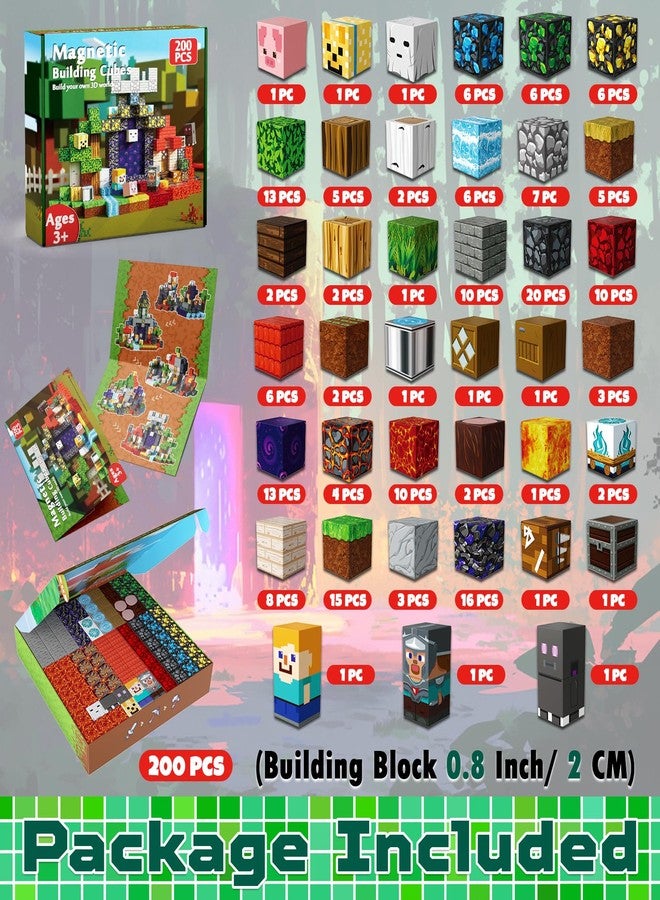 Magnetopia Magnetic Blocks - 200PCS Magnetic Blocks for Kids Ages 4 5 6 7 8, Magnetic Building Blocks Cubes, Montessori STEM Learning Toy Ages 3-8, Christmas Birthday Gifts for Boys & Girls Ages 3+ - Image 2